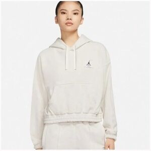 Jordan Cropped Loose Fit Hoodie in Coconut Milk (100% cotton)